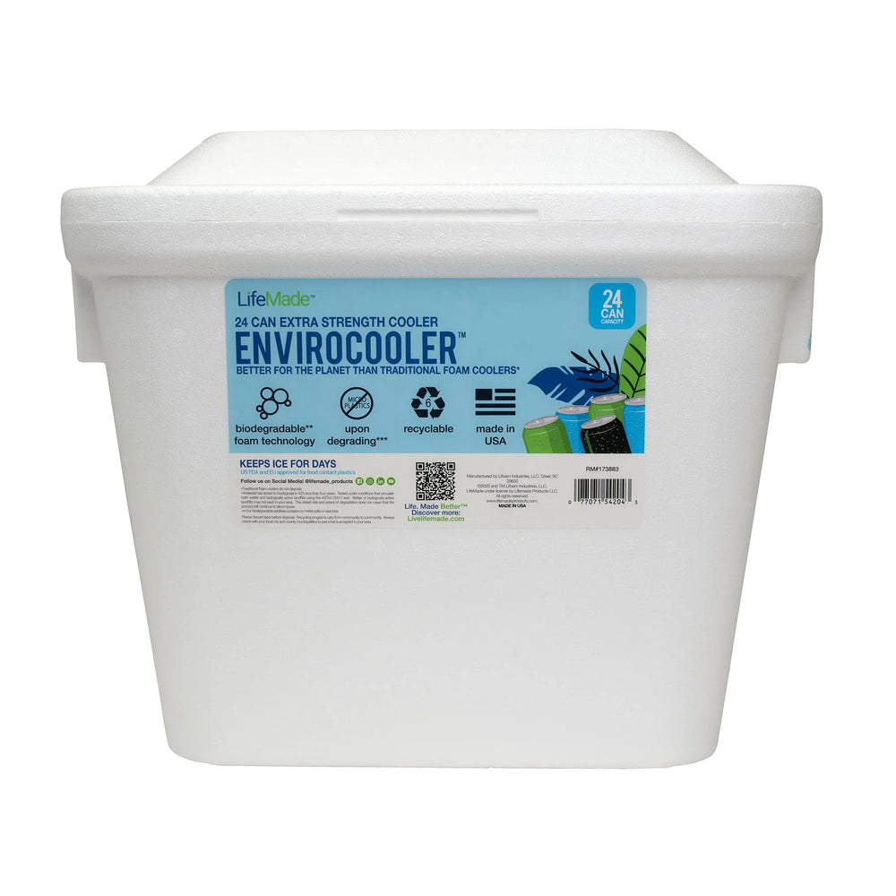 Lifoam 28Qt Envirocooler 24 Can Capacity Foam Cooler, White, 1 Count and FreezPak Small Ice Pack, 1 Count - USA MEGA SHOP