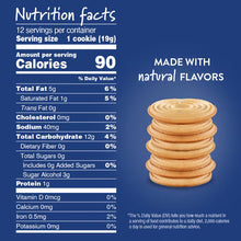 Nutrition facts panel for sugar-free shortbread cookies
