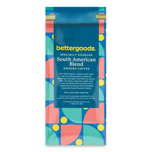 Ground coffee bag front view with bettergoods South American Blend label