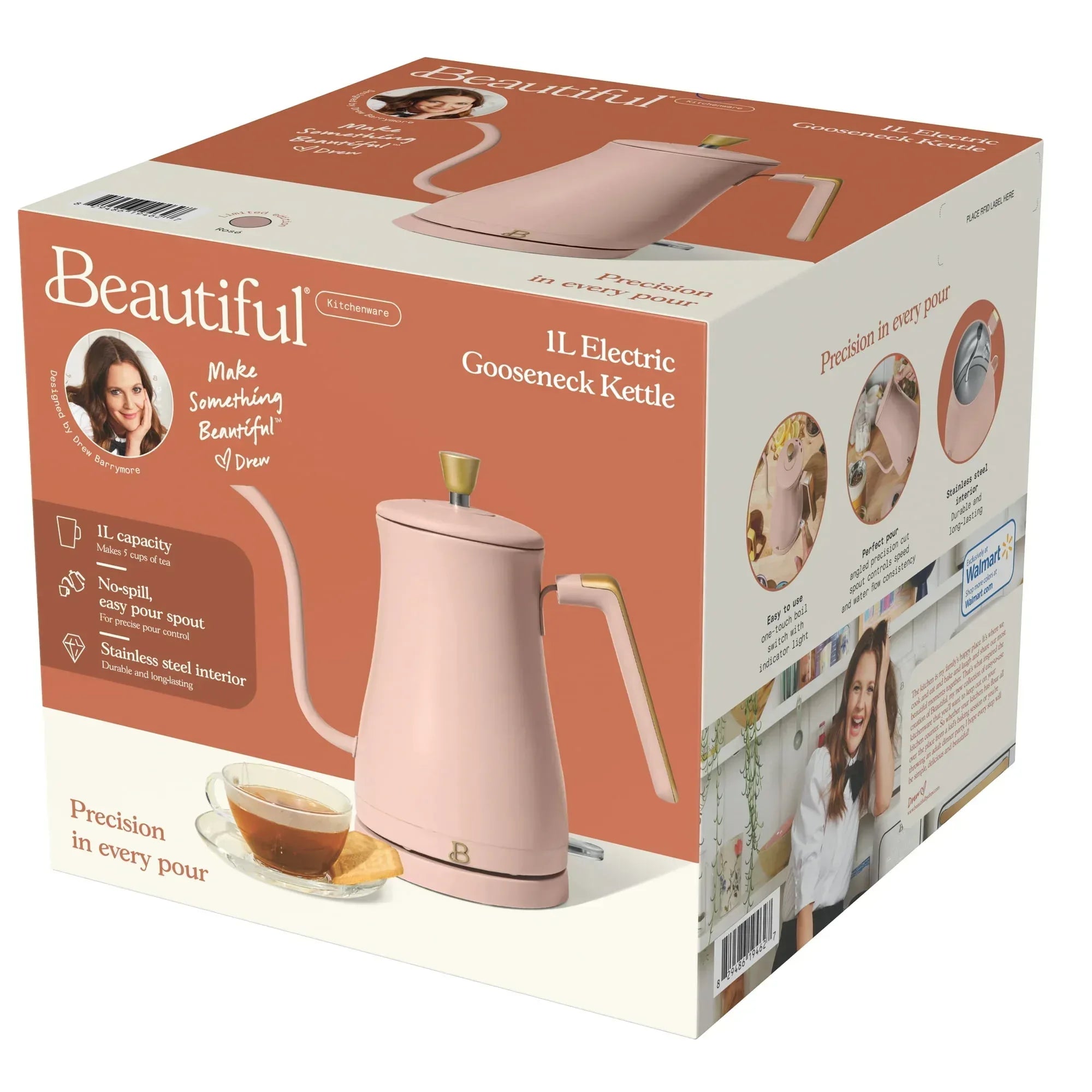 Beautiful 1-Liter Electric Gooseneck Kettle 1200 W, by Drew Barrymore