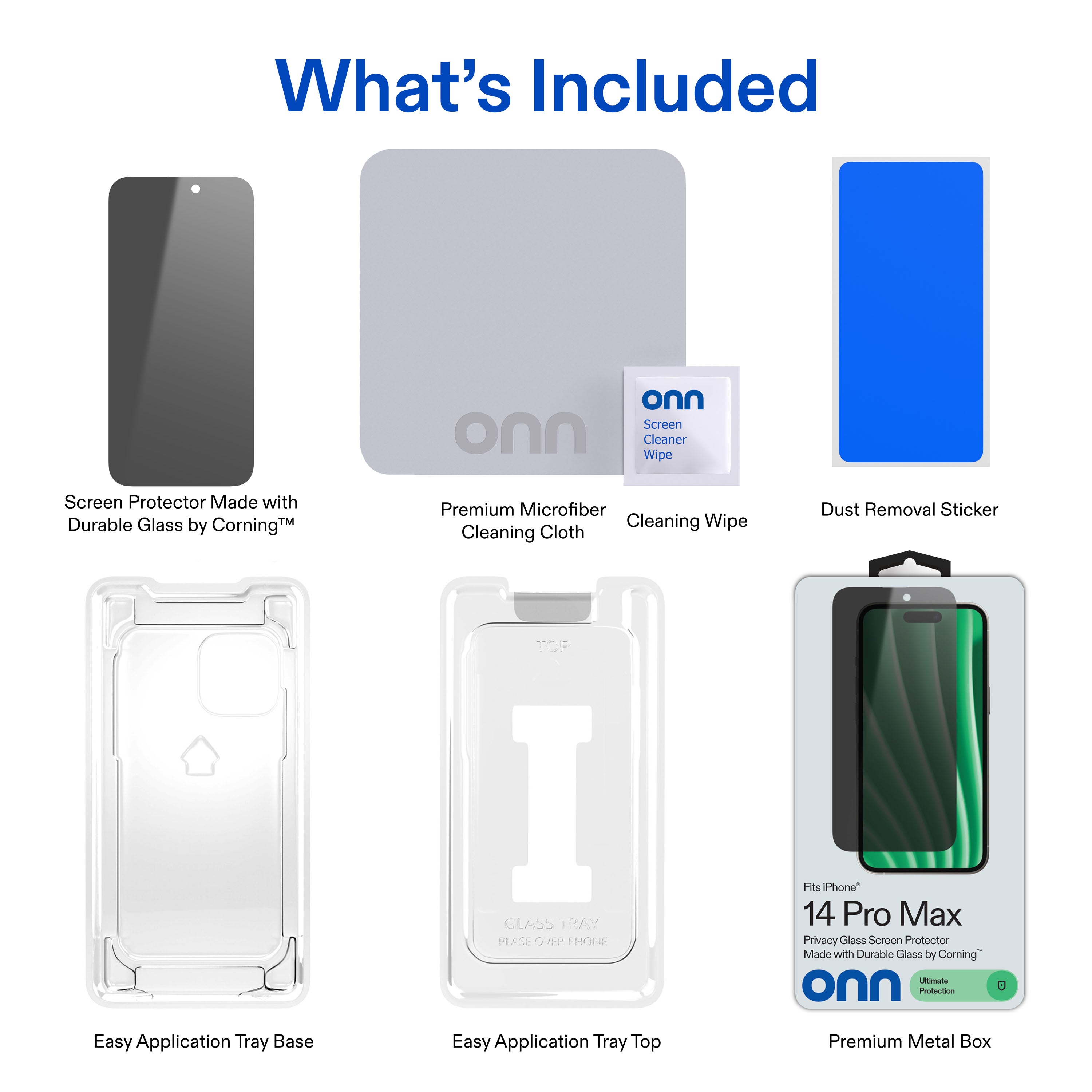 onn Privacy Glass Screen Protector for iPhoneÂ® 17 Pro, Made with Durable Glass by Corningâ„¢ for Ultimate Protection, Includes Easy Application Tray