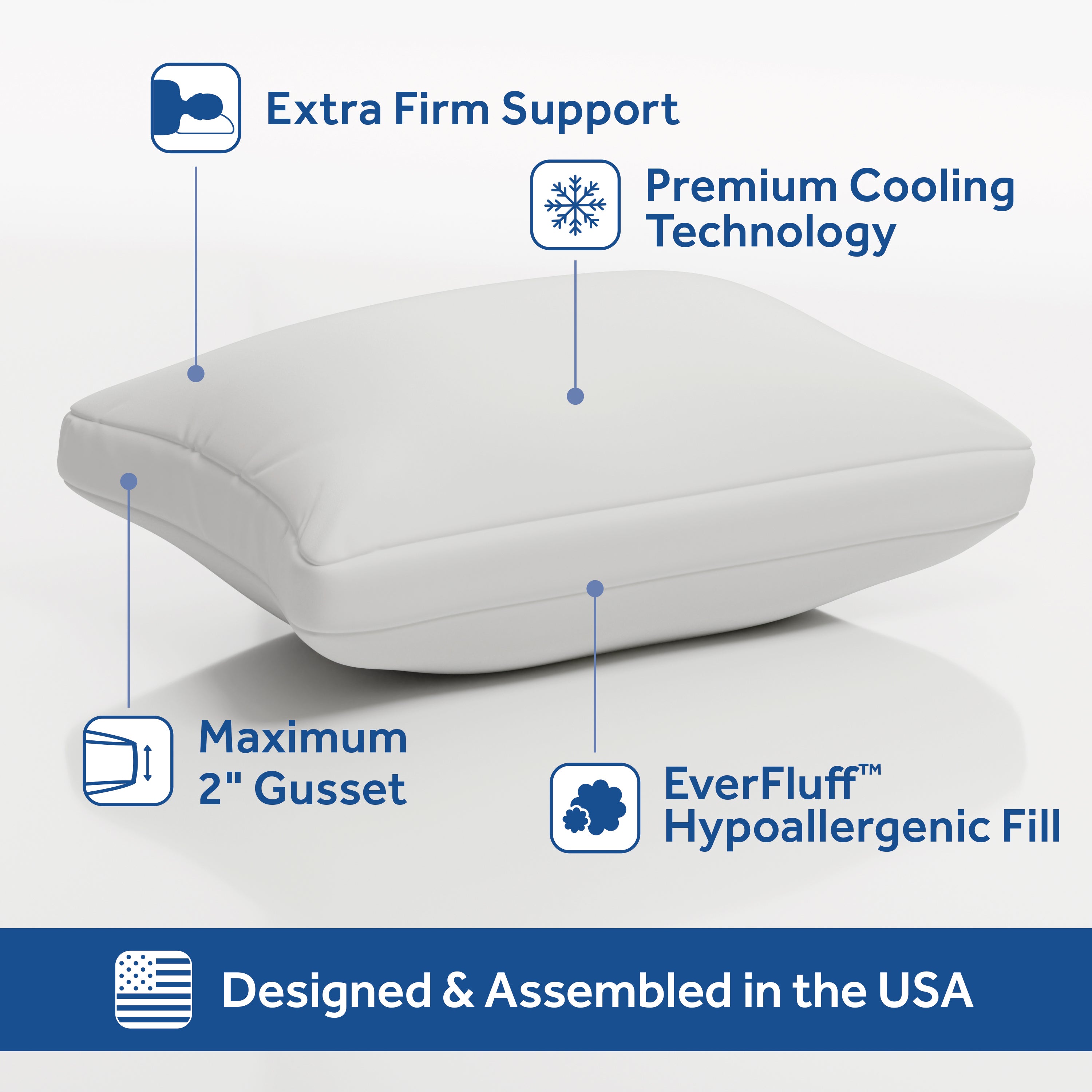 Sealy Performance Cooling Bed Pillow, King, White- Extra Firm Support, 2 Count