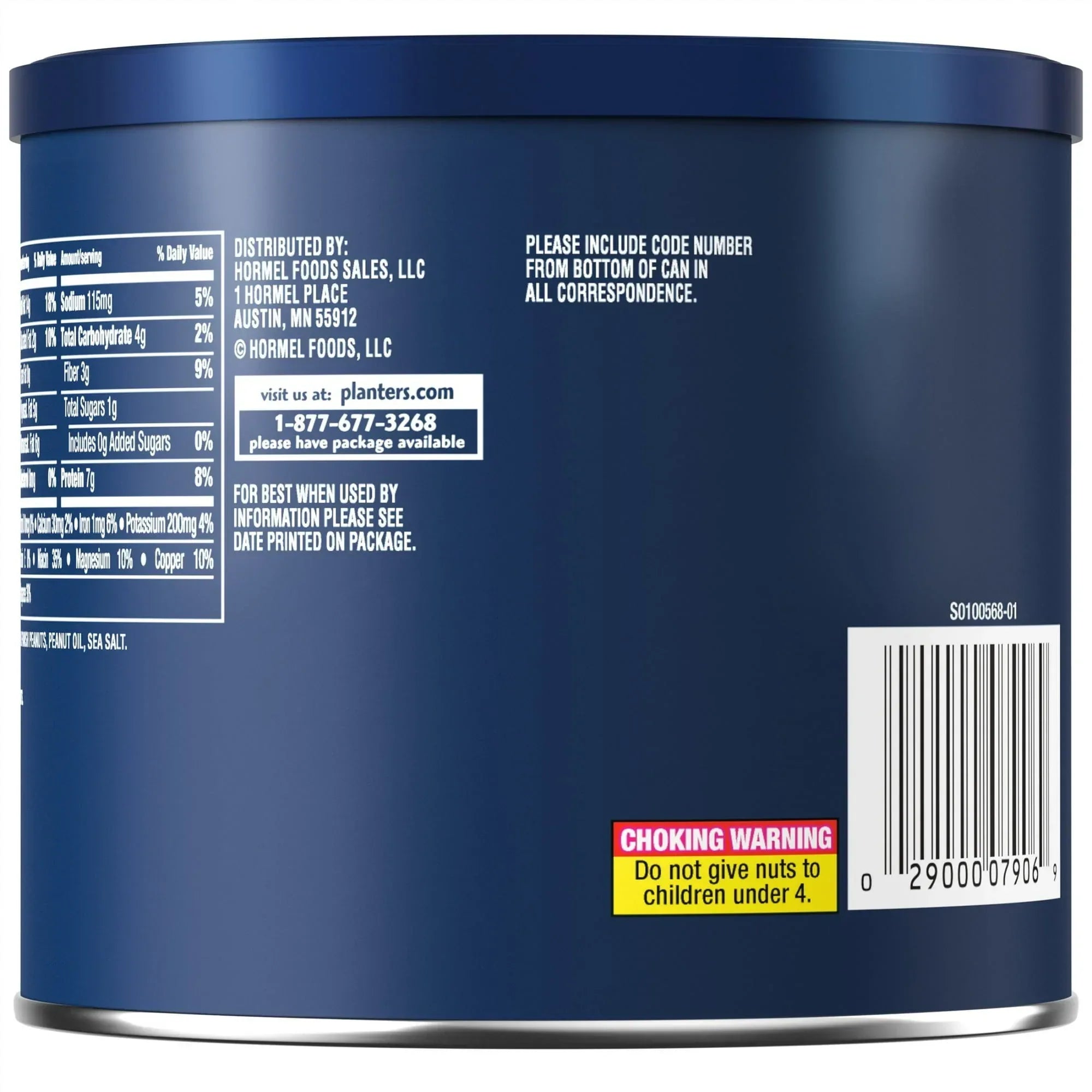 (6 pack) PLANTERS Redskin Spanish Peanuts, Roasted Salted Peanuts, Plant Based Protein, 12.5 oz Steel Can