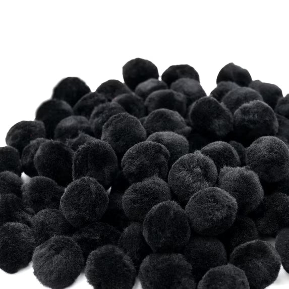 Hello Hobby Black Craft Pom Poms, 80 Piece