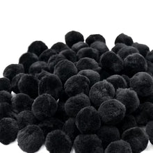 Close-up of dark gray/black fuzzy pom poms