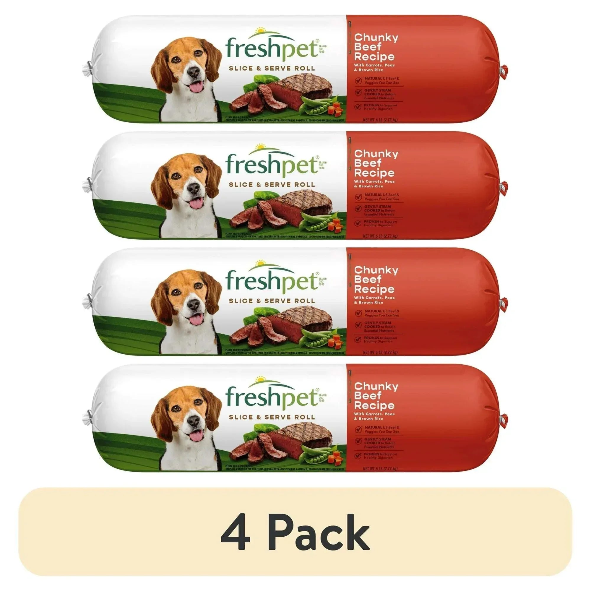 Freshpet Fresh Dog Food, Chunky Beef Recipe, Slice & Serve Roll, 6 lb.