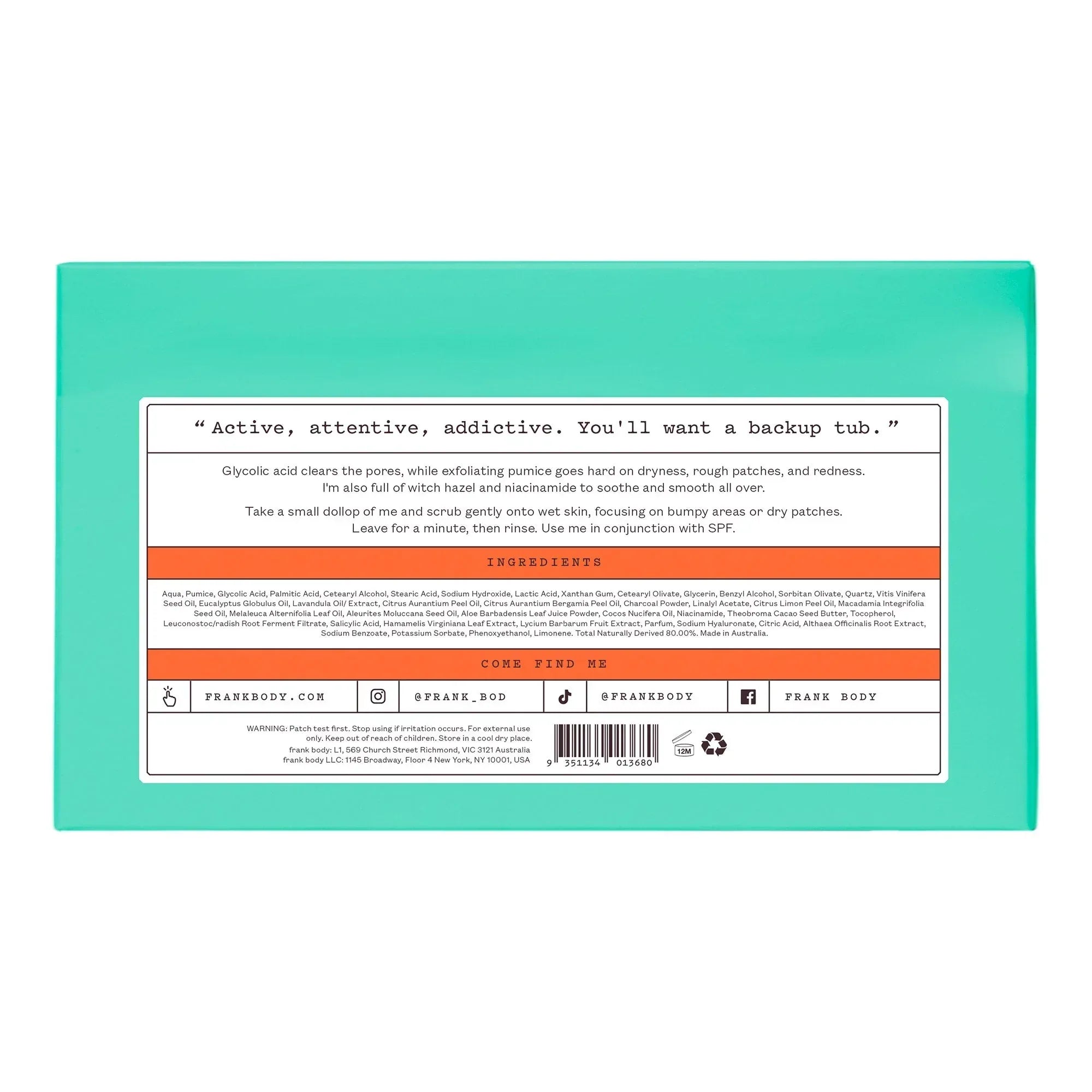 frank body Glycolic Body Scrub, 8.82 fl oz, 2-pack