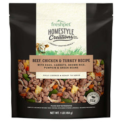 Freshpet Fresh Dog Food, Homestyle Creations, Beef, Chicken & Turkey Recipe, 1lb.
