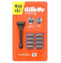 Gillette Fusion5 men's razor with 9 cartridges, pivot head and comfort grip handle