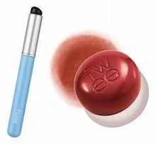 Silicone lip brush and lip & cheek pudding pot, dark red