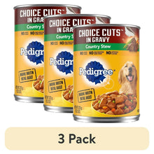 Pack of three Pedigree Choice Cuts in Gravy Country Stew wet dog food cans, 13.2 oz