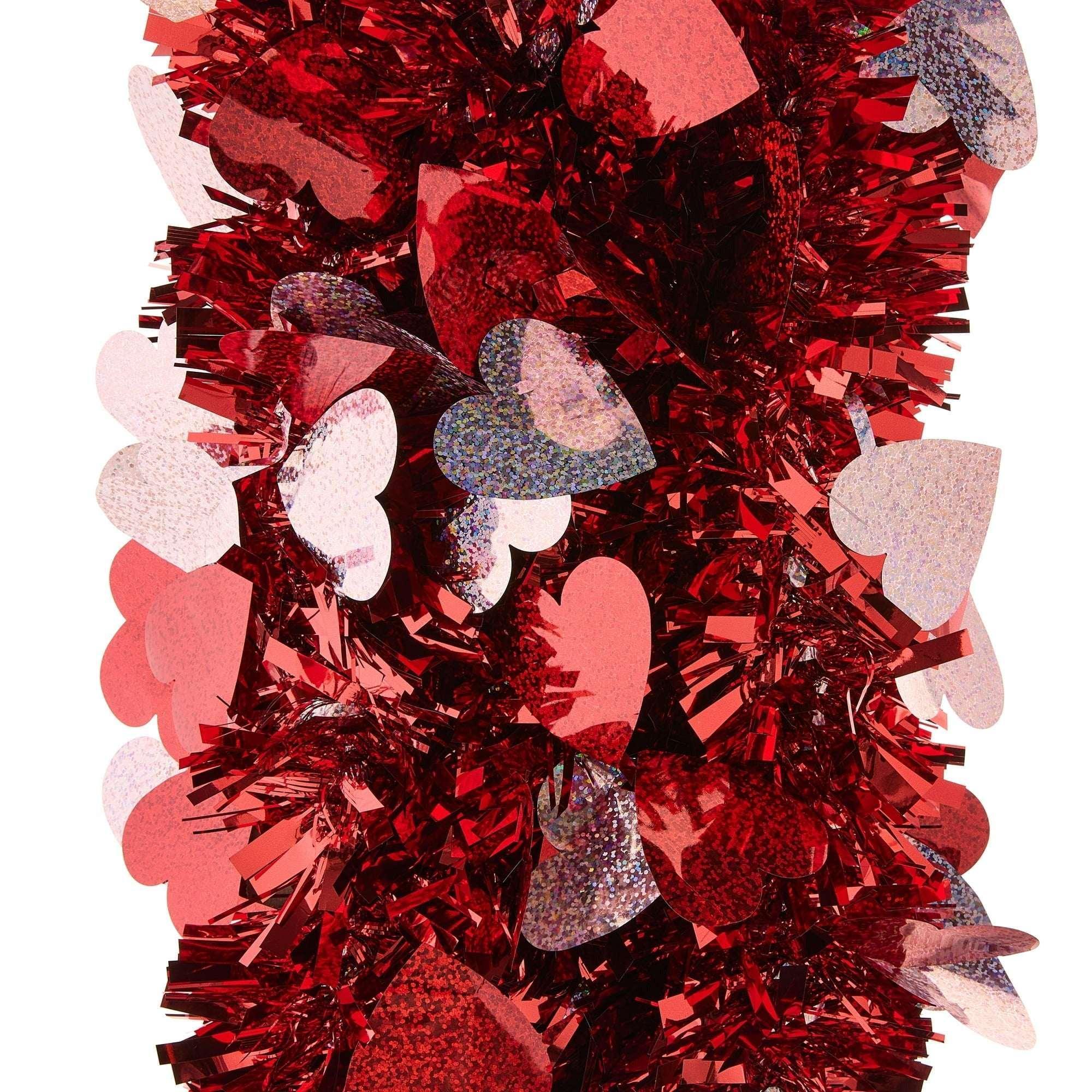 Tinsel Heart Garland, Red, 12', Valentine's Day by Way To Celebrate