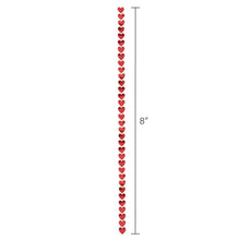 Red heart chain garland, 8 ft long, linked hanging hearts