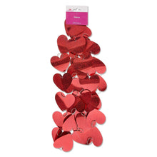 Red holographic heart chain garland with hanging heart strands
