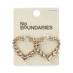 No Boundaries Gold Tone Heart Hoop Earrings, Women’s