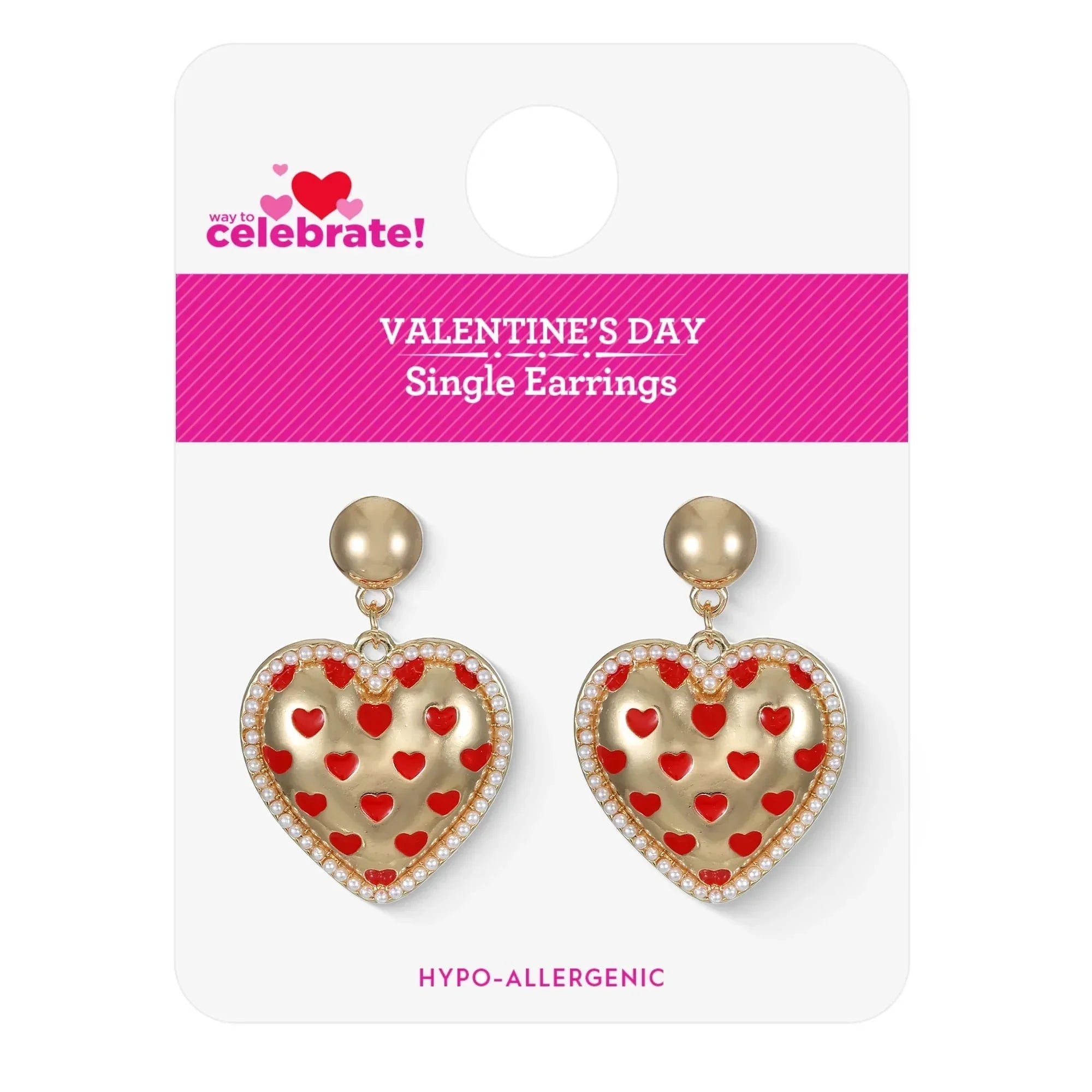Way to Celebrate Valentine's Day Heart Filled Earrings, 1 Pair
