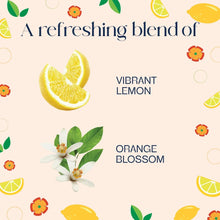 Scent blend graphic for jar candle featuring vibrant lemon and orange blossom notes