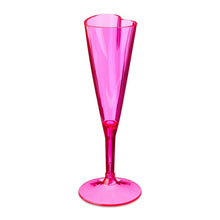 Pink plastic heart champagne flute, glossy, angled view