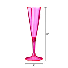 Pink plastic heart champagne flute, 8 in tall, 3 in base