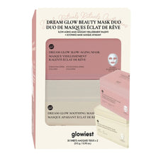 Beauty face mask set in pink and cream box, with Dream Glow sheet masks inside.