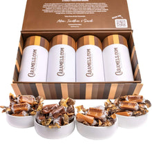 Caramels.com assortment box with wrapped caramels in white cups