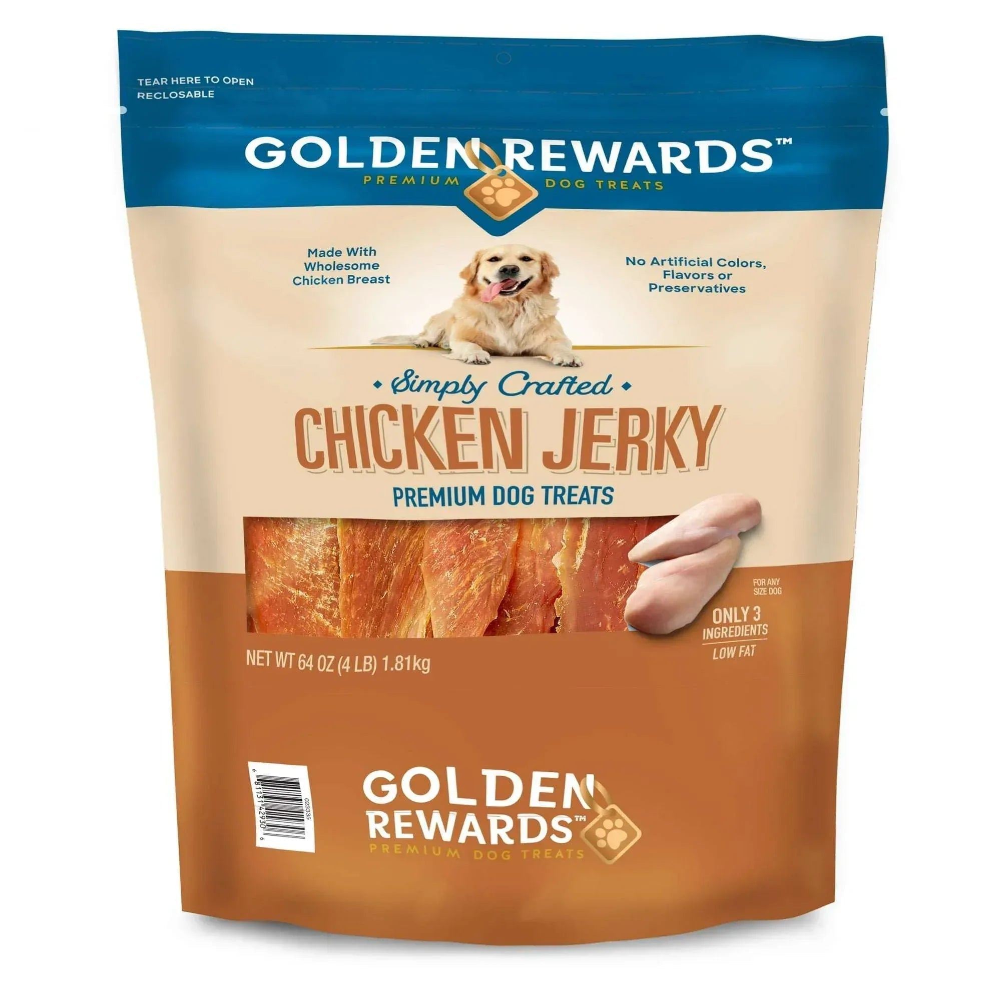 Golden Rewards Chicken Flavor Premium Dry Jerky Treats for All Dogs