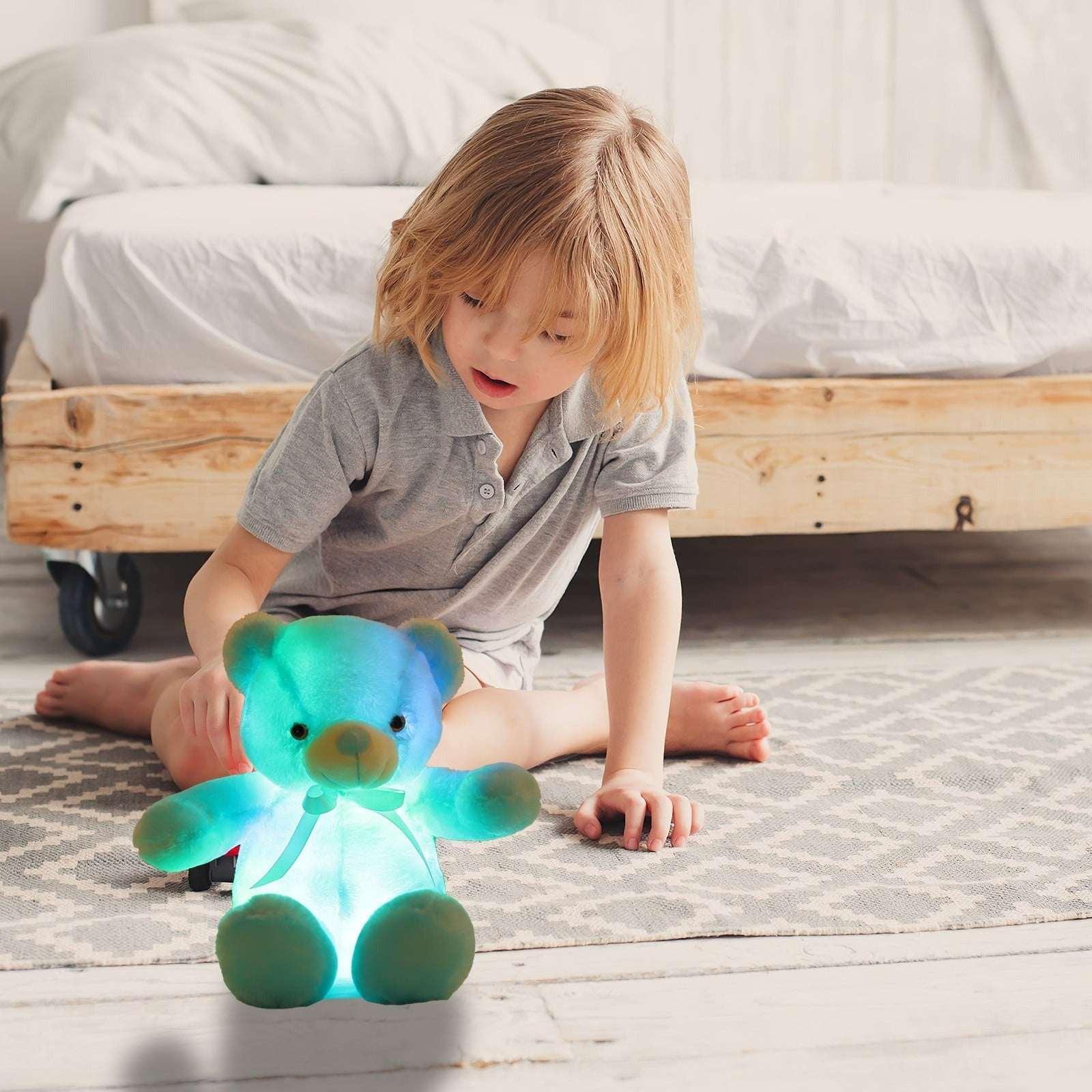 Creative Light Up LED Inductive Teddy Bear Stuffed Animals Plush Toy Colorful Glowing Teddy Bear