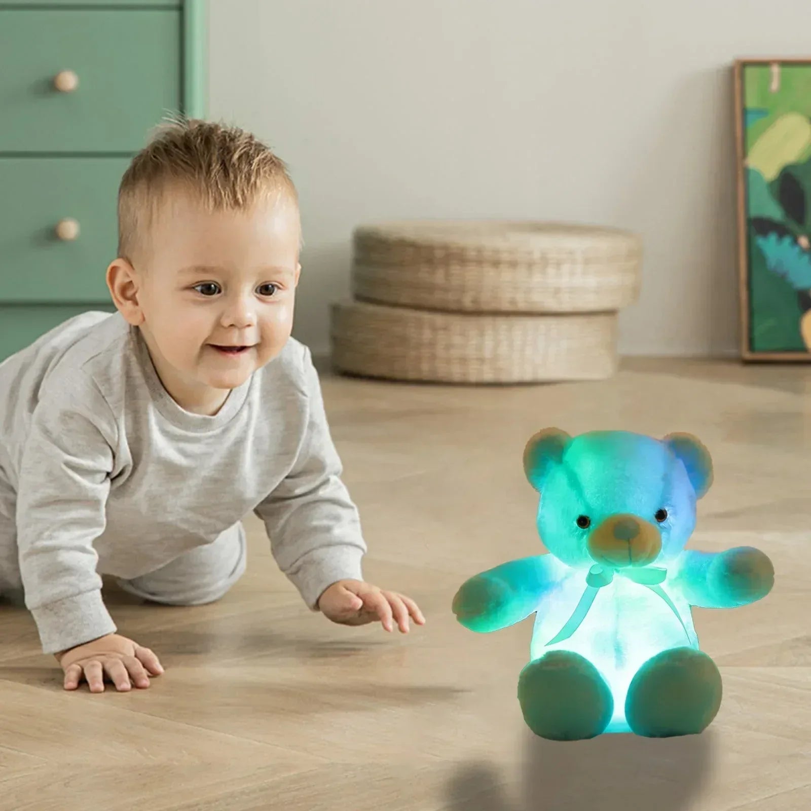 Creative Light Up LED Inductive Teddy Bear Stuffed Animals Plush Toy Colorful Glowing Teddy Bear