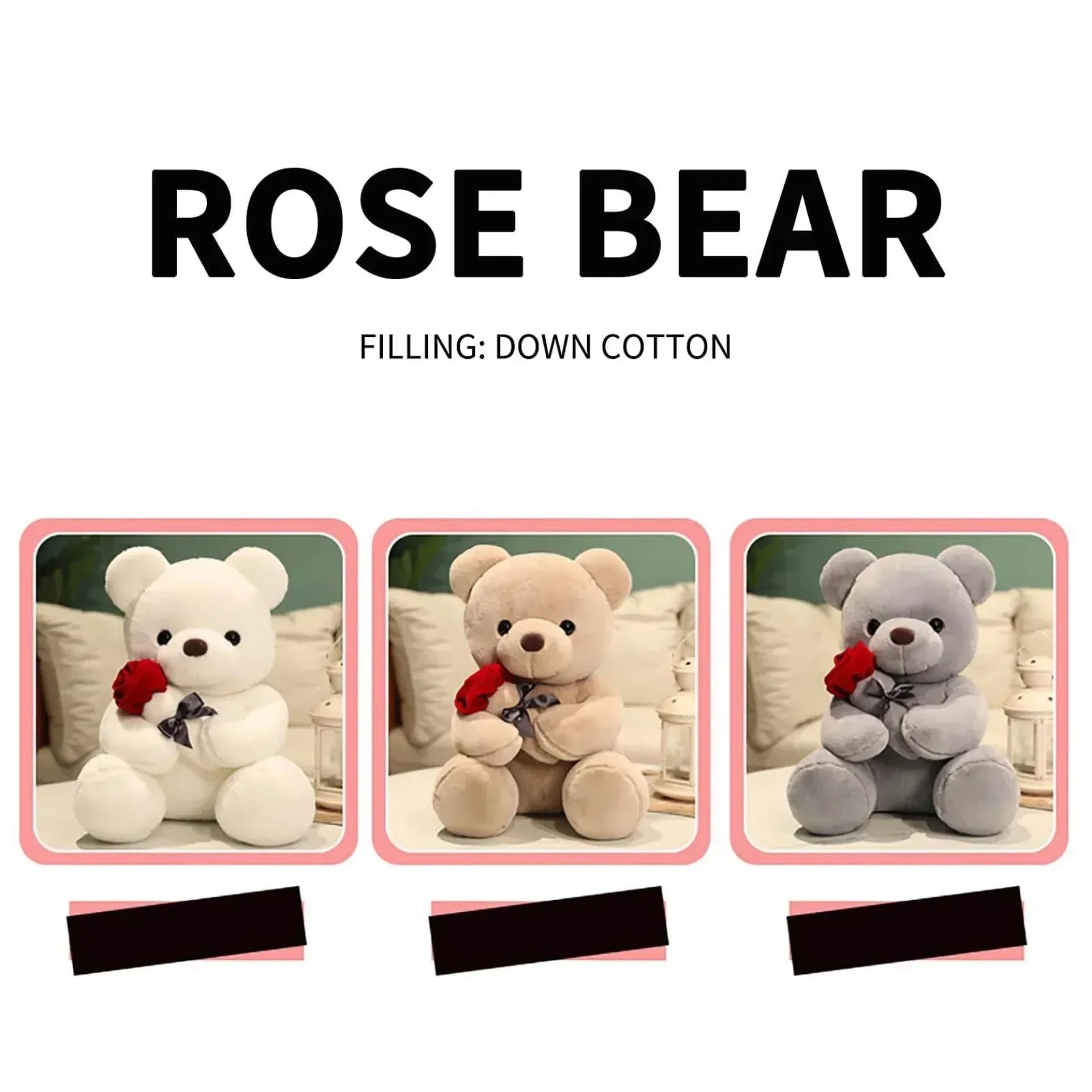 9.1" Valentines Day Stuffed Animals Teddy Bear with Rose, Large Rose Bear Valentines Day Gift Plush Toy Cartoon Cuddly Doll Birthday Party Holiday Wedding Decor Gift Stuffed Animals