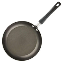 Nonstick frying pan with black handle, shown from top view.