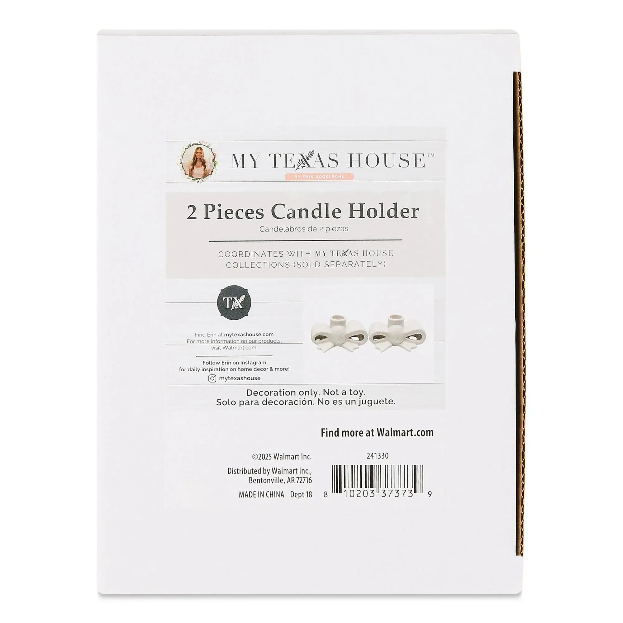 Stoneware Bow Valentine's Day Taper Candle Holders, White, 2 Count, by My Texas House