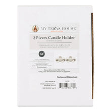 My Texas House candle holder set box, 2 pieces, white stoneware bow design