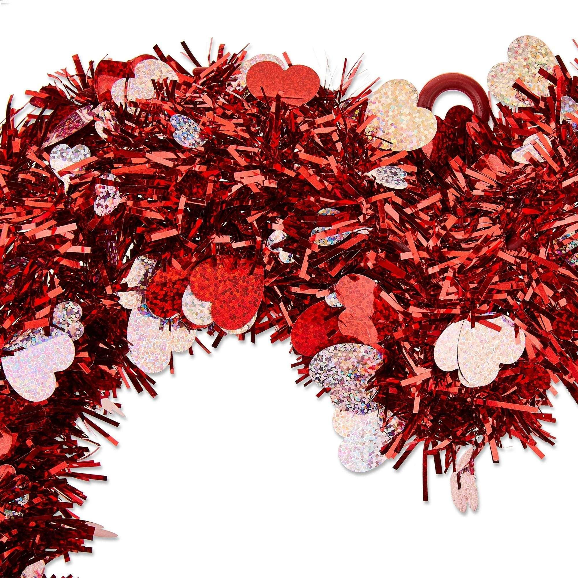 Tinsel Heart Wreath, Red and Pink, 15", Valentine's Day by Way To Celebrate
