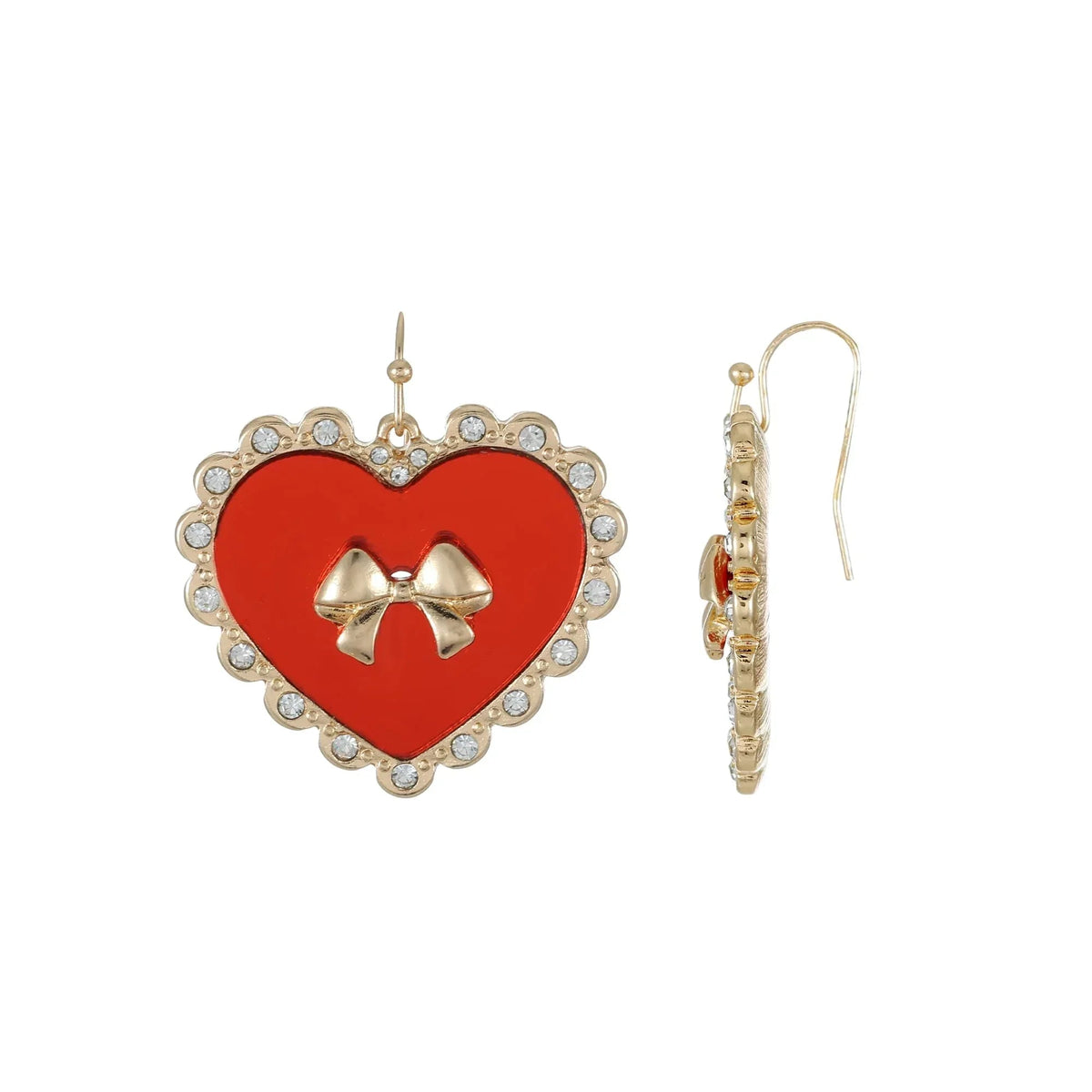 Way to Celebrate Valentine's Day Bright Red Heart and Bow Earrings, 1 Pair