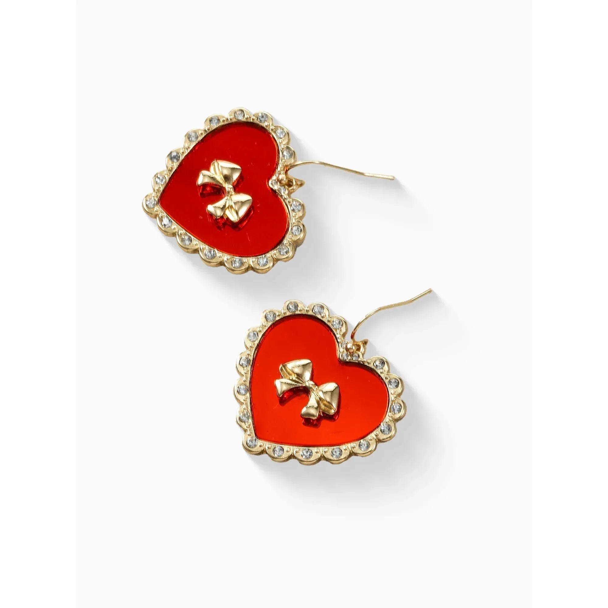 Way to Celebrate Valentine's Day Bright Red Heart and Bow Earrings, 1 Pair