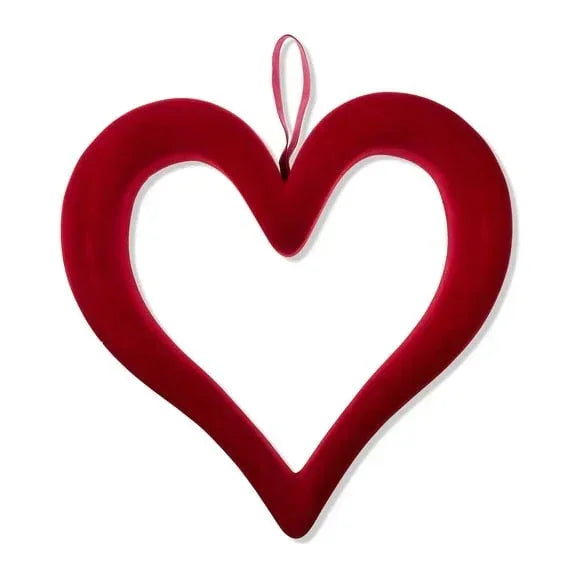 Flocked Heart Wreath, Dark Red, 15", Valentine's Day by Way To Celebrate