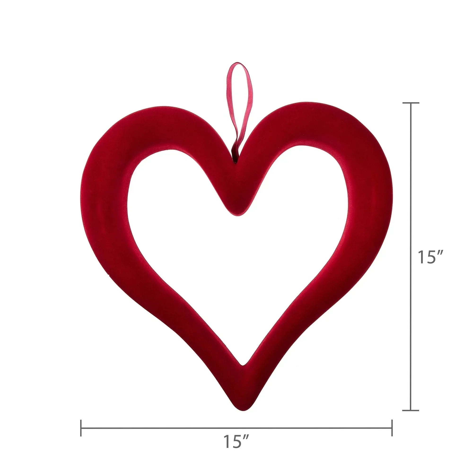 Flocked Heart Wreath, Dark Red, 15", Valentine's Day by Way To Celebrate