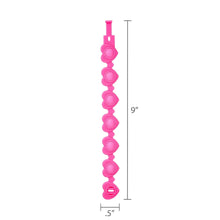 Pink heart popper bracelet link with round heart charms, about 9 in long