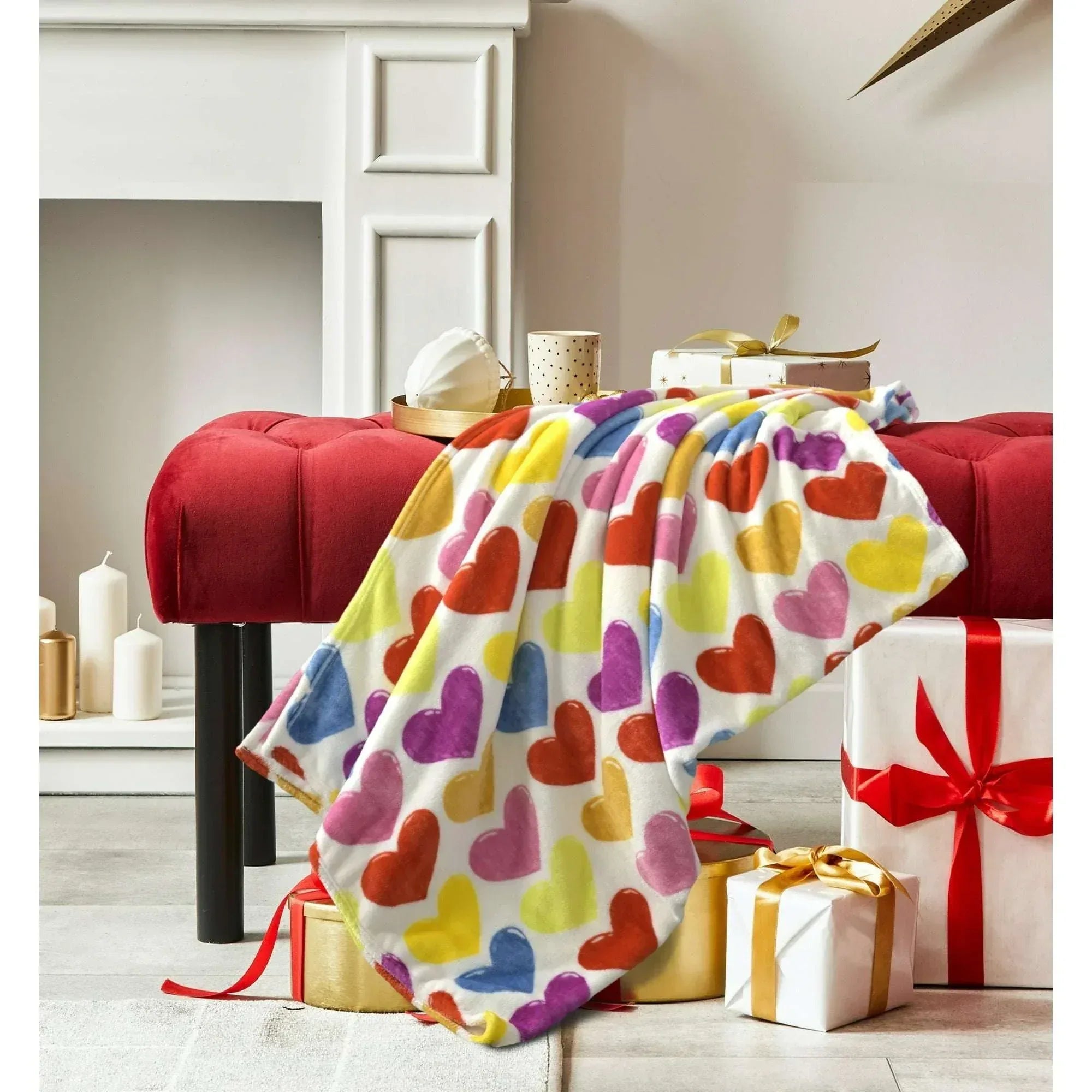 Way to Celebrate Super Soft Cozy Valentines Day Oversize Plush Throw Blankets