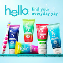 Assorted hello smiling shark fluoride-free kids toothpaste tubes, mixed flavors