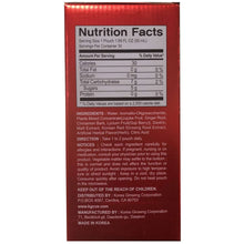 Nutrition Facts panel on red HongSamWon ginseng drink box, 30 servings