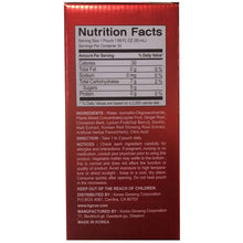 Ginseng drink box back with Nutrition Facts panel and ingredients