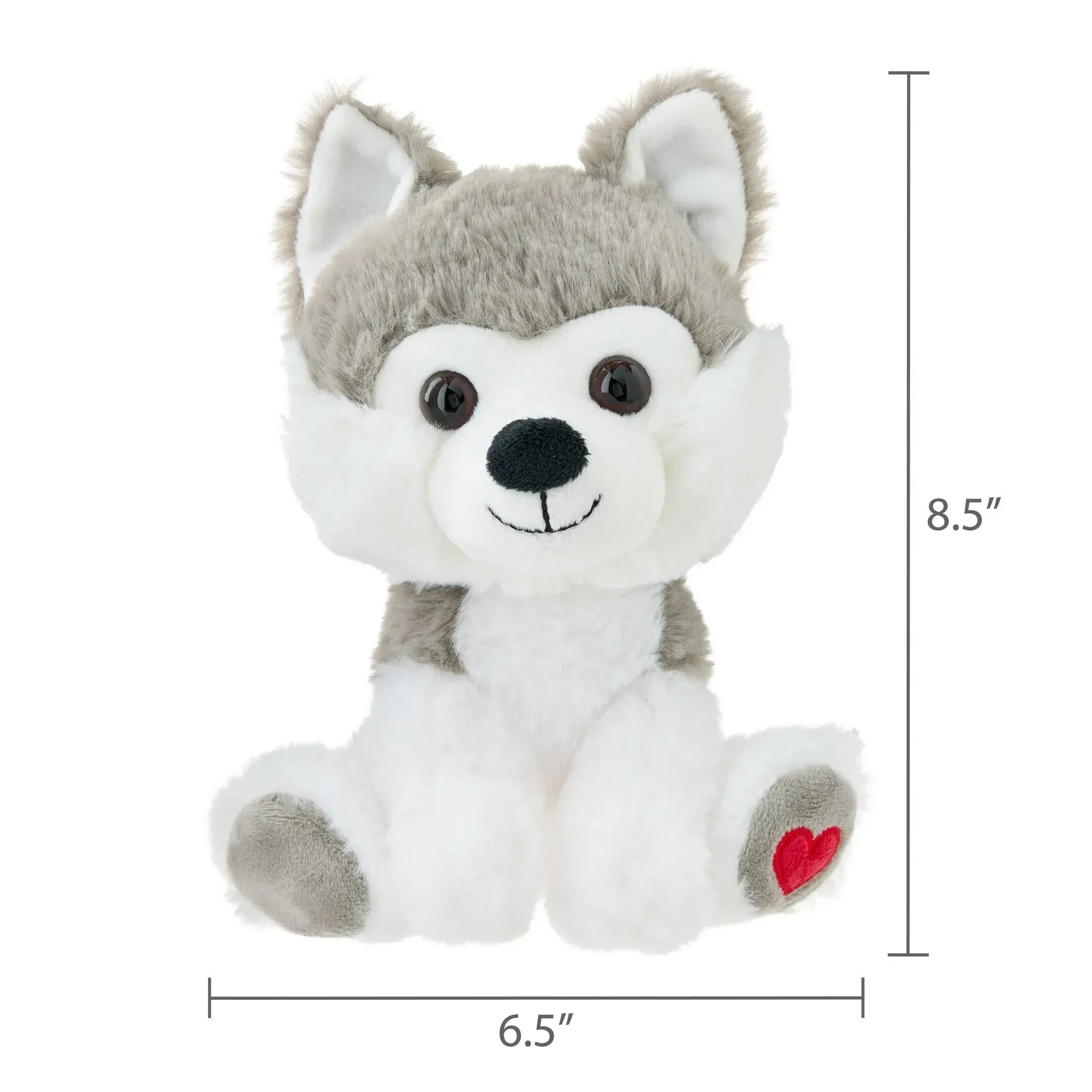 Small Sitting Husky Dog Plush, Gray and White, 8", Valentine's Day by Way To Celebrate
