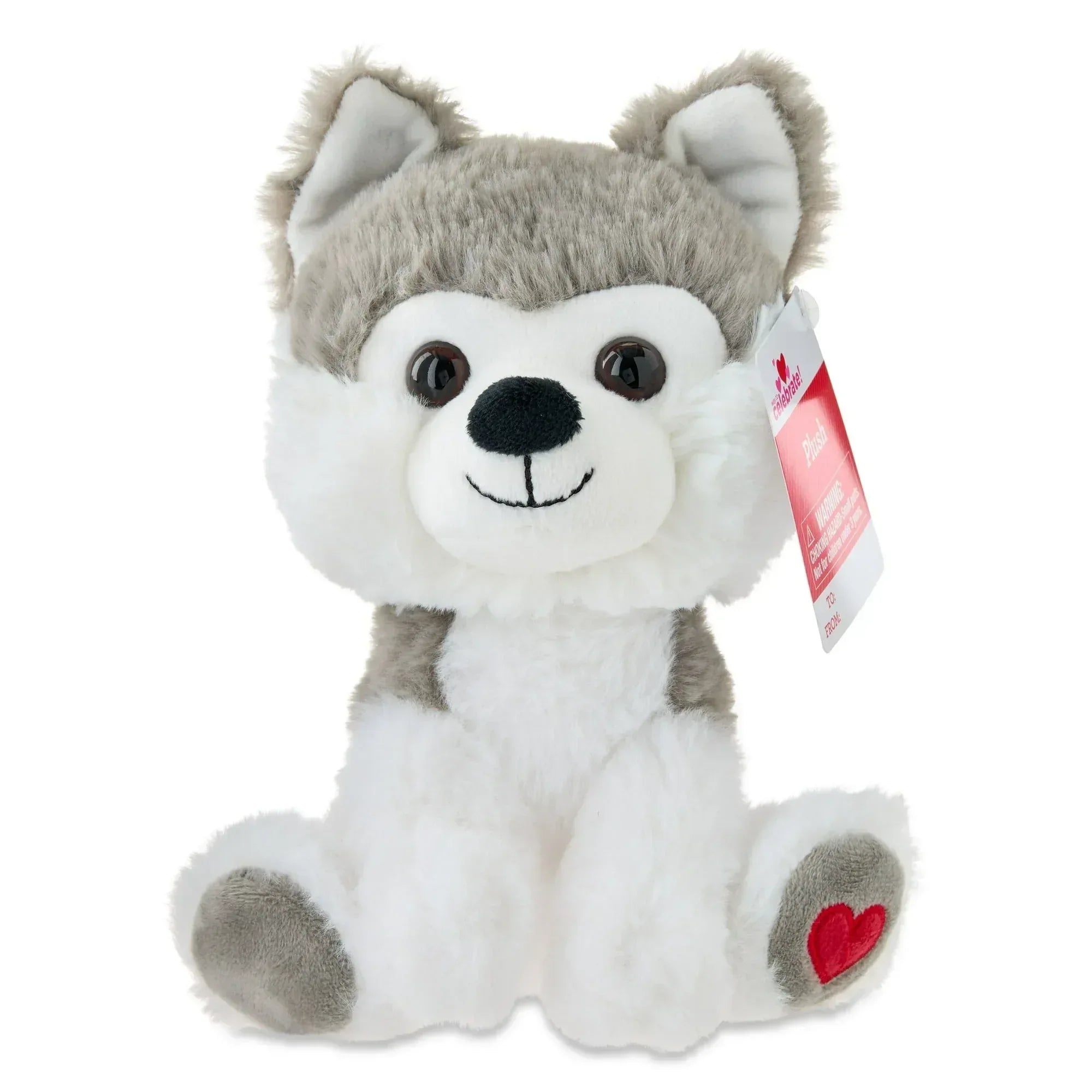 Small Sitting Husky Dog Plush, Gray and White, 8", Valentine's Day by Way To Celebrate