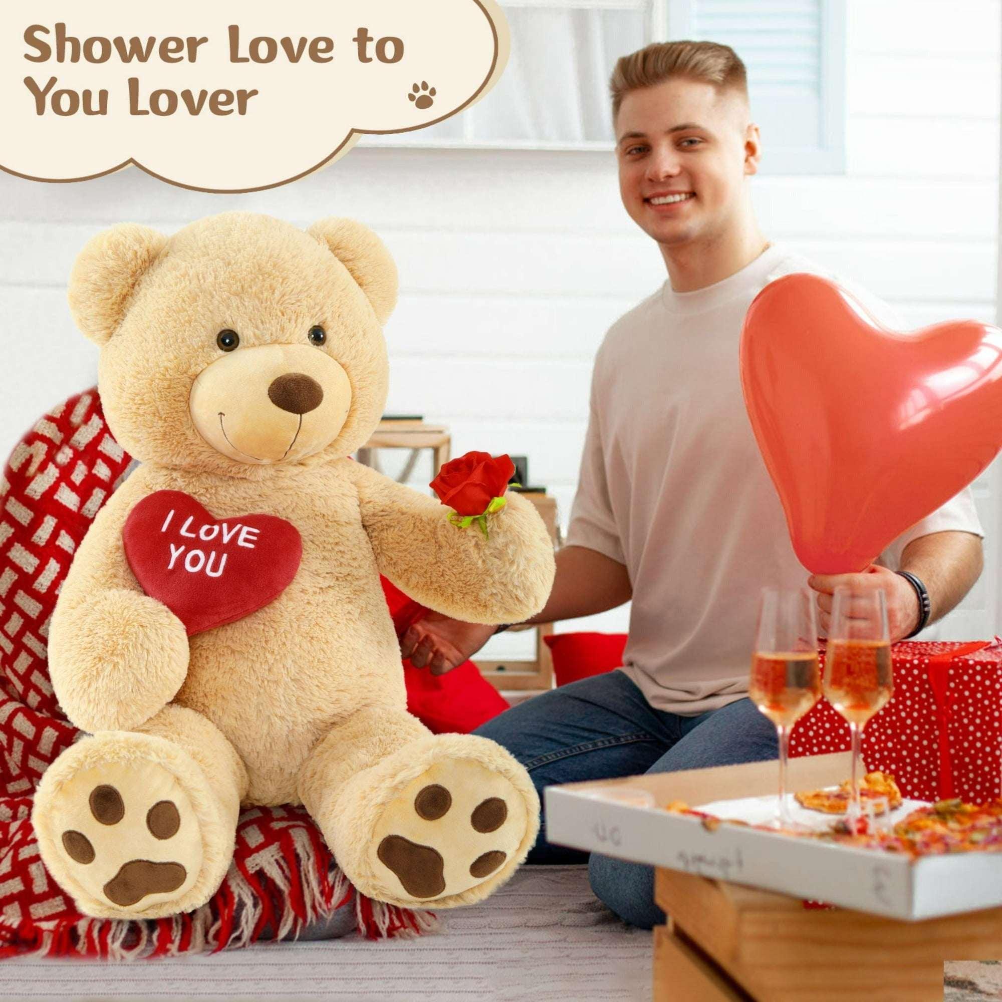 Tezituor 36" Teddy Bear Stuffed Animal Giant Bear Plush with I Love You Heart Plush Toy