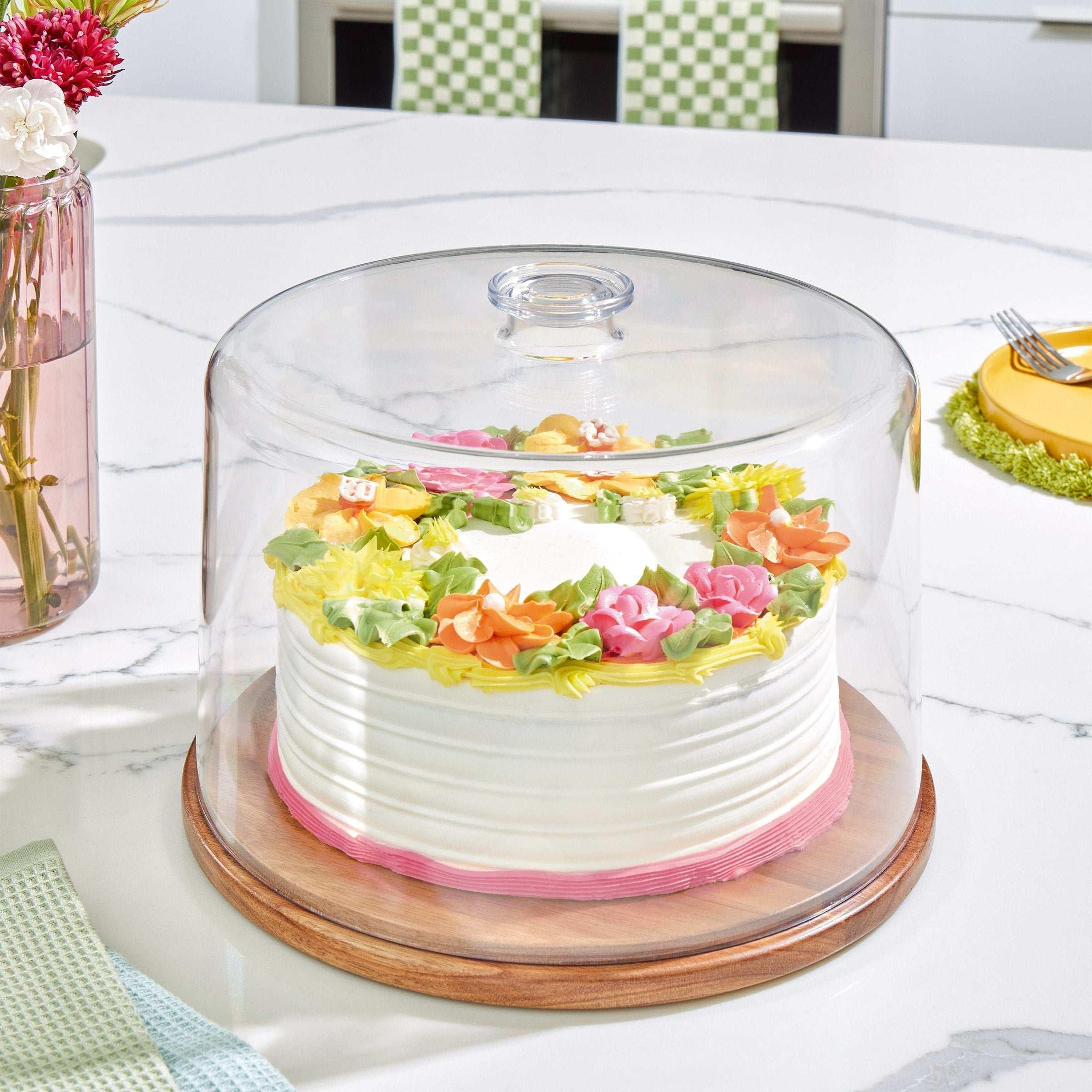 iDESIGN Wood Cake Plate with Dome Lid - USA MEGA SHOP