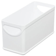 White rectangular kitchen storage bin with side handle
