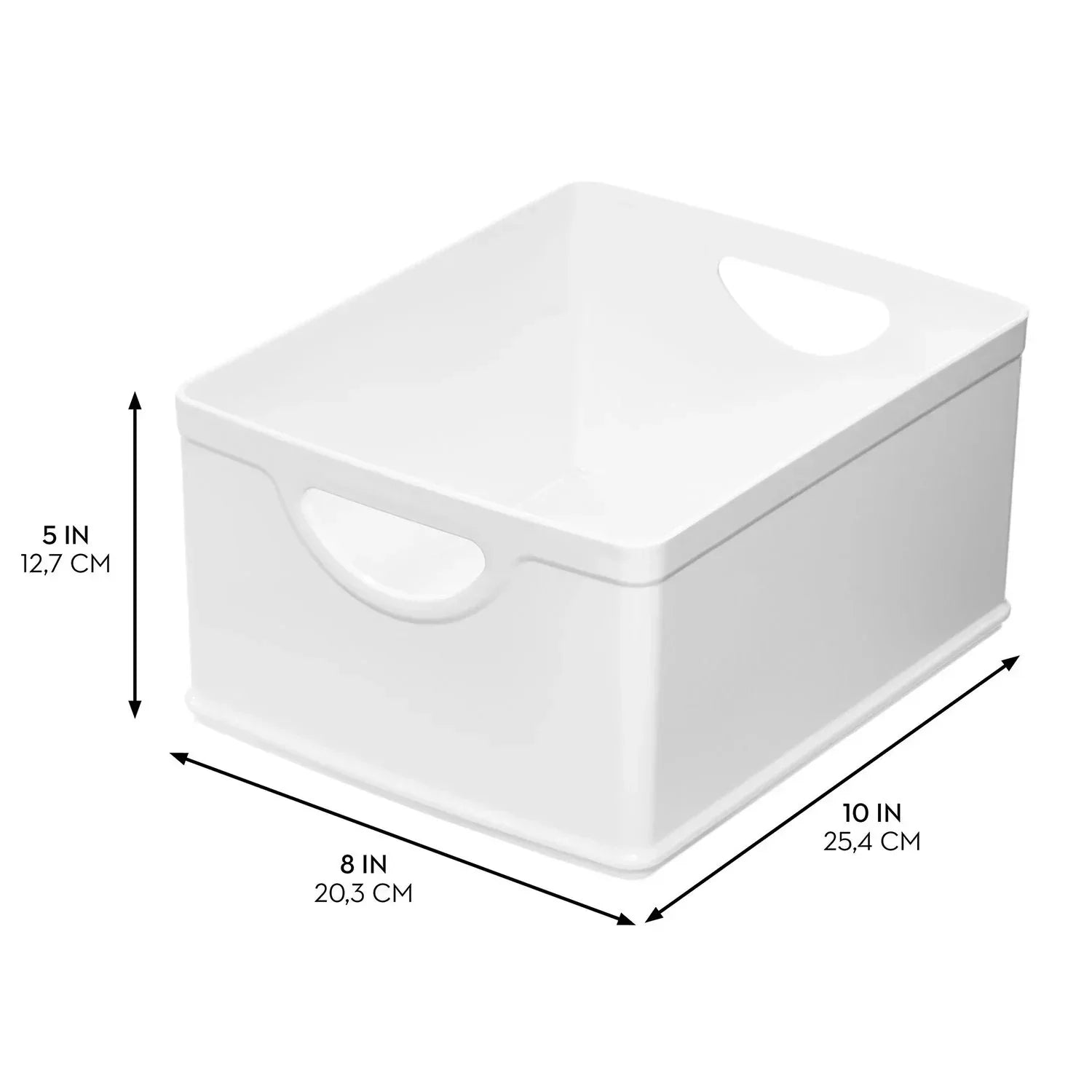 iDesign Set of 2 White Stacking BPA-Free Organization Bins, 5" H x 8" W x 10" D