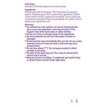 Eyelid cleansing wipes label with ingredients list and usage directions