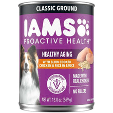 IAMS Proactive Health wet dog food can with healthy aging chicken and rice